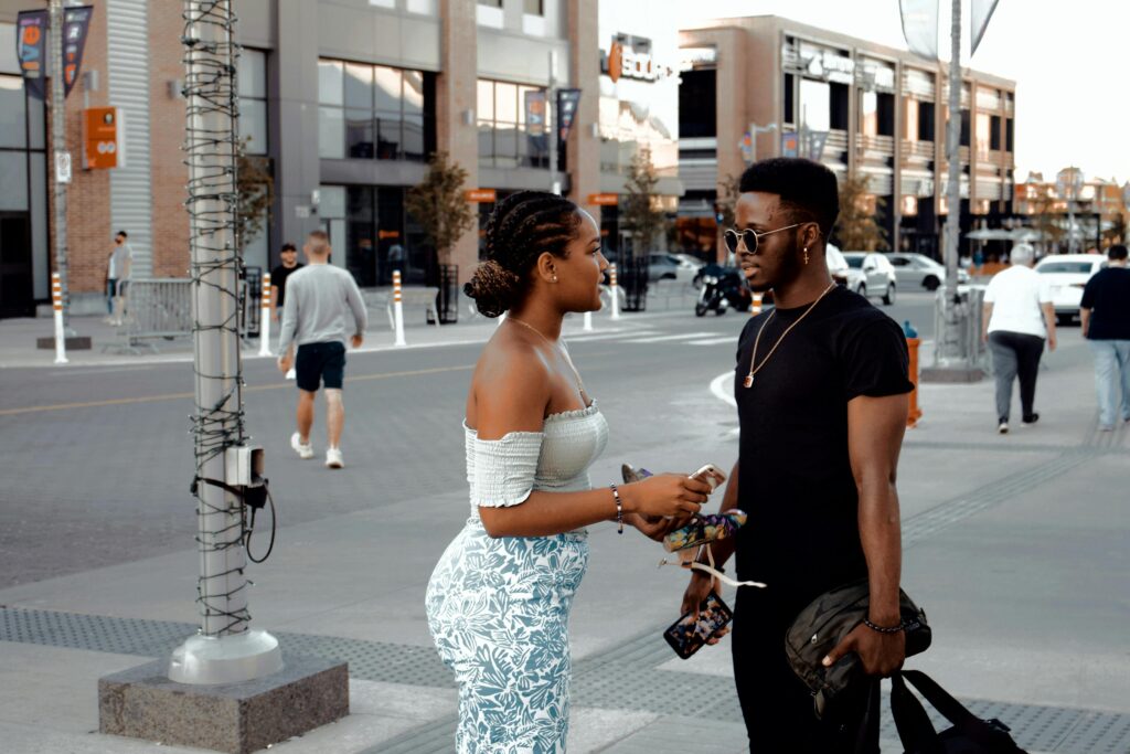 Newlyweds hanging out on the street. Represents newlywed communication skills. Locke Counseling and Consulting, Katy, TX 77494