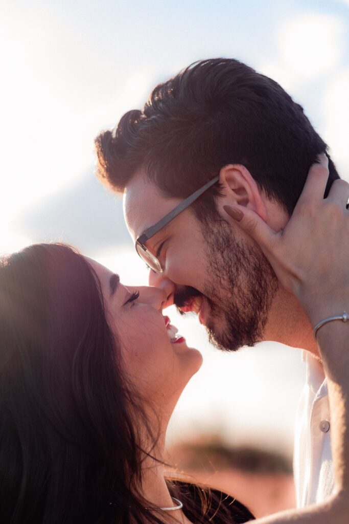 A man and woman about to kiss. Represents how to rebuild intimacy in a relationship in Katy, TX 77494